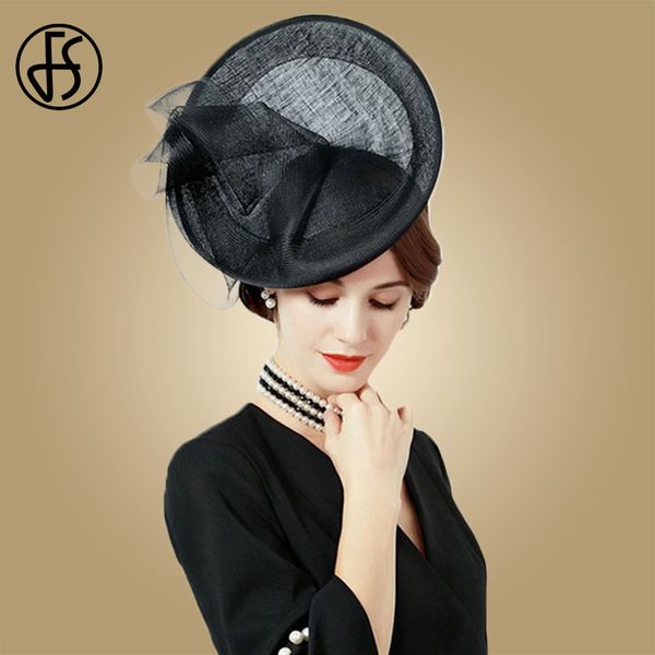 

fs fascinators hats for wedding women black church hats sinamay large big evening fedoras chapeu feminino, Blue;gray