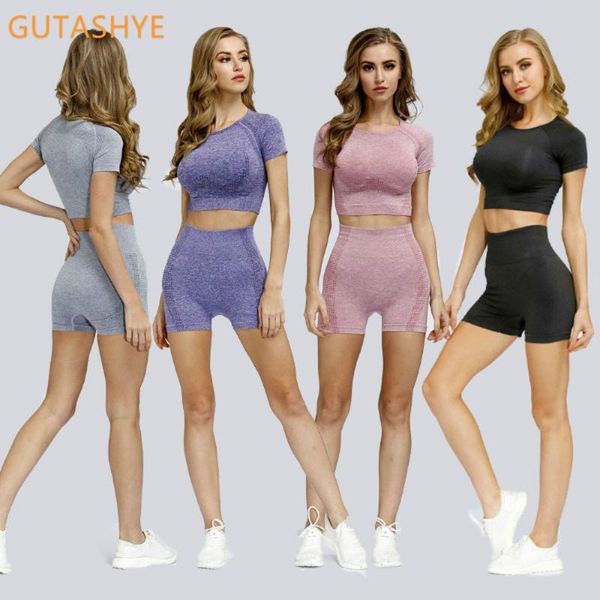 

vital seamless gym set workout clothes women short sleeve crop fitness shorts sports wear gym clothing 2pcs yoga sport suit