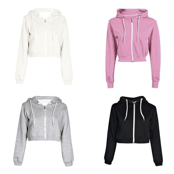 

2017 new women fashion casual loose punk hooded hoodie long sleeve stylish crop spring autumn thin sweatshirt zip tracksuit, Black;brown