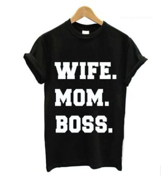 

boss letters printed women tees short sleeved casual fashion tshirts summer designer t shirt wife mom, White