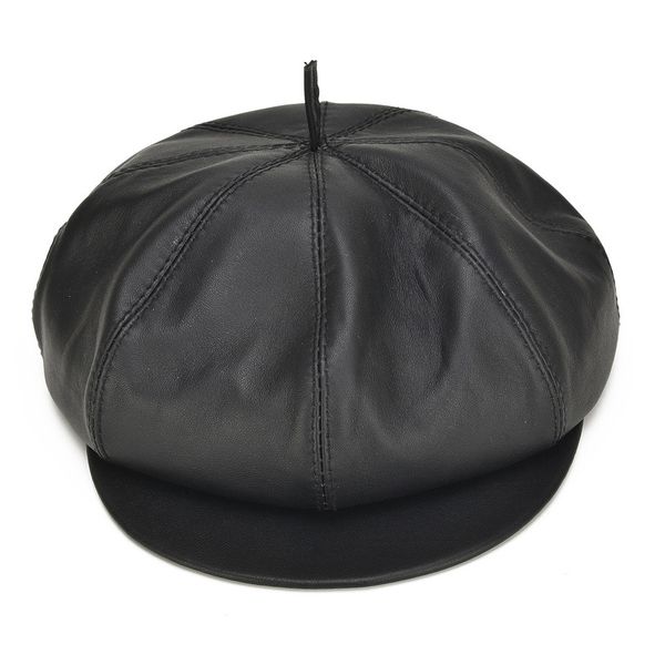 

male genuine leather hat sheepskin peaked cap male leisure b hats father winter warm wear octagonal cap b-7164, Blue;gray