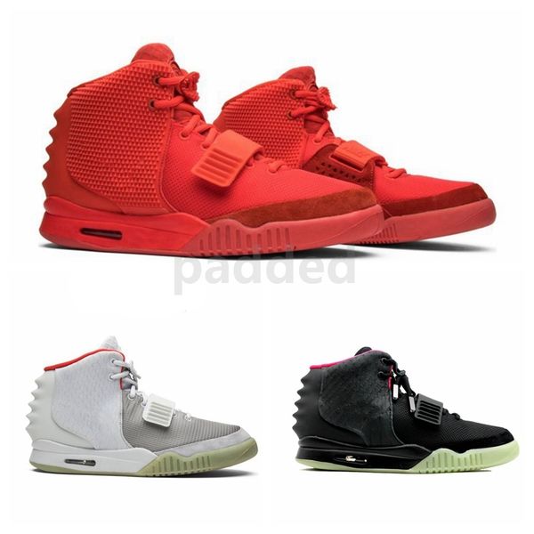 

kanye west classic air 2 nrg black red october pure platinum reflective luxury designer shoe mens running shoes designer sports sneakers, White;red