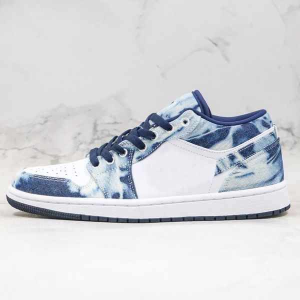 

wholesale 1 1s low basketball shoes denim fading washing athletics outdoor casual shoes sport sneakers mens womens 1s trainers sneakers