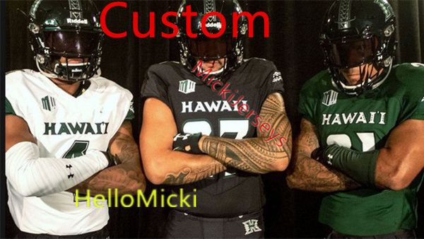 

Mens Custom NCAA Hawai'i Rainbow Warriors Football Jersey Genta Ito Fred Holly III Miles Reed Dakota Torres Solomon Matautia Hawaii Jersey