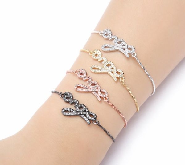 

gold silver chain bracelet micro pave cz rope cubic zirconia bracelet adjusted macrame xyy434 love bracelet bangle jewelry, Black
