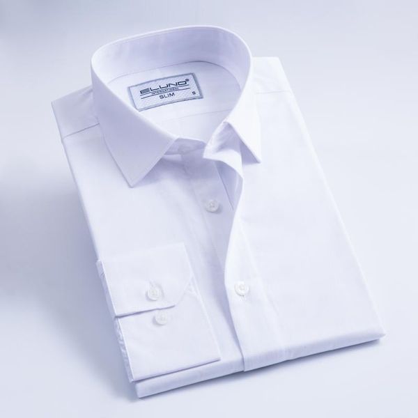 

men's slim fit shirt pure plane white long sleeve men clothing soft comfortable wedding formal business office, White;black