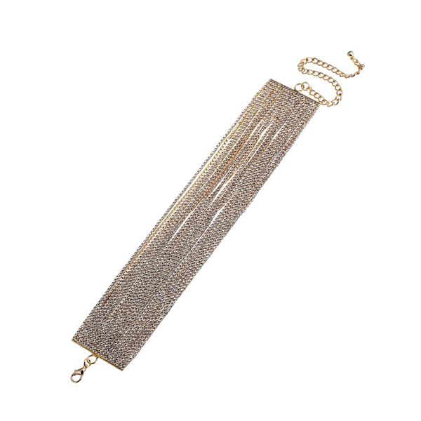 

crystal rhinestones choker necklace chunky collar chain women jewelry, Silver