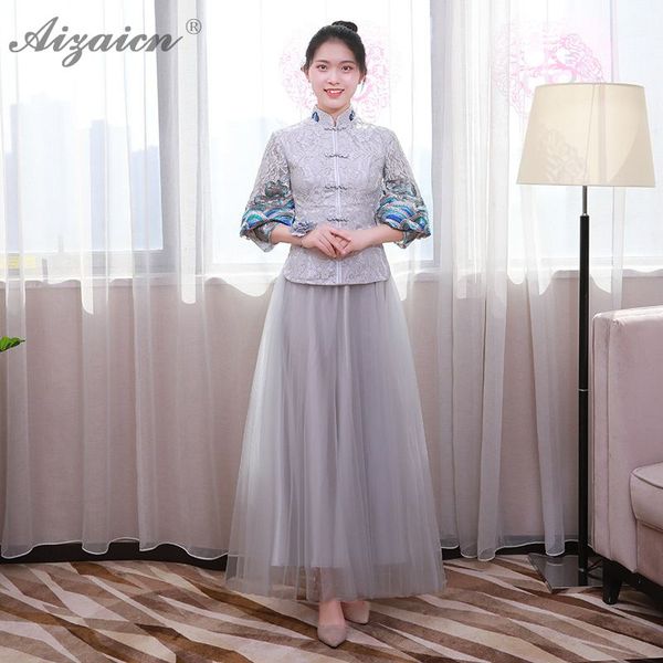 

chinoise vintage gown modern bridesmaid long dress cheongsam pink elegant slim qi pao women chinese traditional clothing qipao, Red