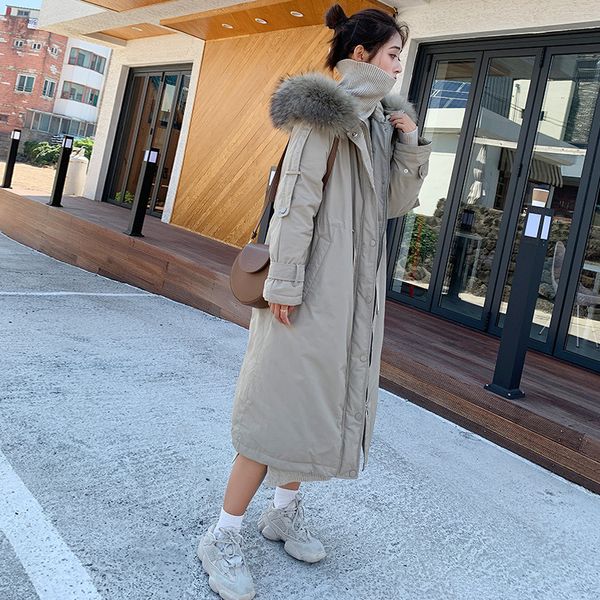 

2019 new style parka long over-the-knee korean-style down jacket cotton-padded clothes women's thick loose-fit slimming warm cot, Blue;black