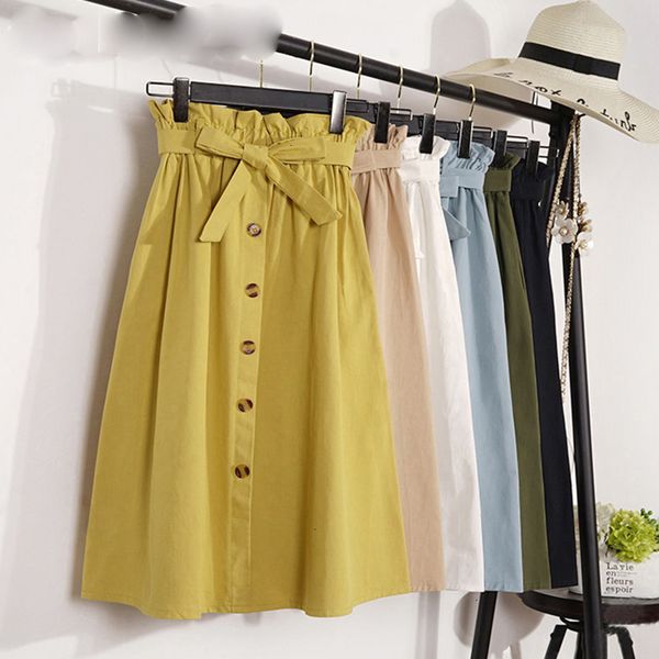 

плиссированные юбки юбки для женщин весна лето юбки женщин midi колена корейский элегантная кнопка юбка женский плиссе школа юбка, Black