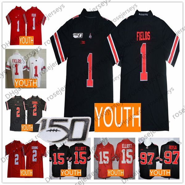 

youth ohio state buckeyes kid jersey justin fields jk dobbins chase young nick bosa elliott dwayne haskins jr. red black white 2019 150th