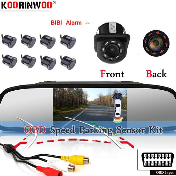 

koorinwoo car video parking 8 sensors parktronic obd speed control 4 camera dynamic trajectory rear view camera night vision 19