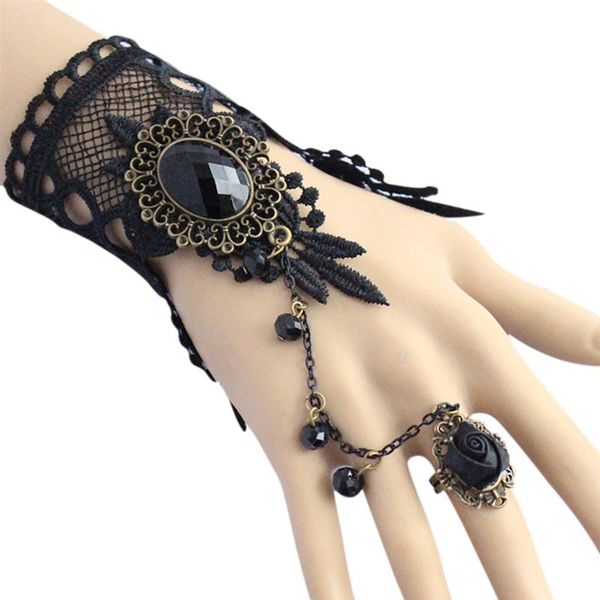 

charm bracelets 1pc handmade gothic style retro lace bracelet with ring wedding wristband decor jewelry accessories for women ladies, Golden;silver