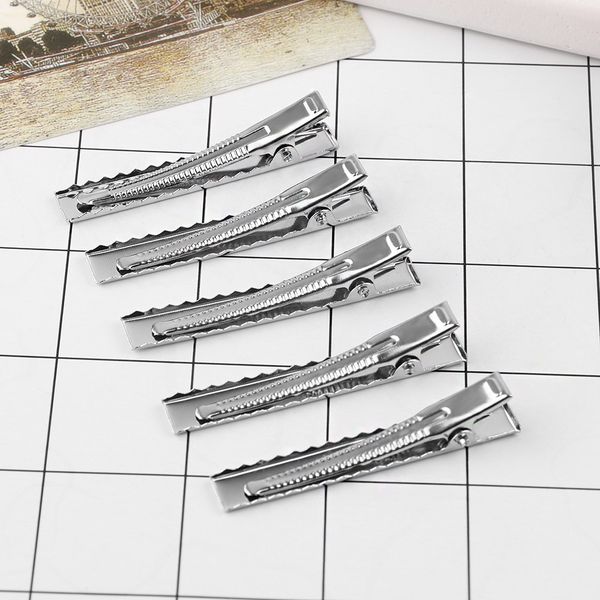 

10pcs/pack girl women hair clips new fashion 40mm/55 mm flat hair bows metal clips diy single prong aligator accessories, Golden;silver