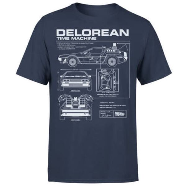 

back to the future delorean schematic t-shirt - navy new t shirts funny tee new funny, White;black