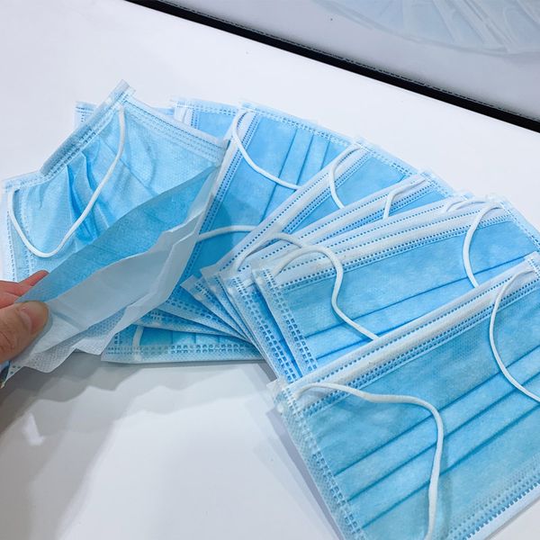 

dhl 50 pcs disposable face mask 2020 anti-dust masks with three-layer filter non-woven soft breathable mask outdoor proof masks