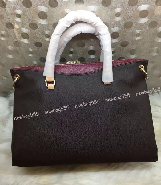 

brand desinger handbag women patchwork pallas bb tote oxidizing leather shoulder bag zipper closure rivet bottom black red burgundy m441241