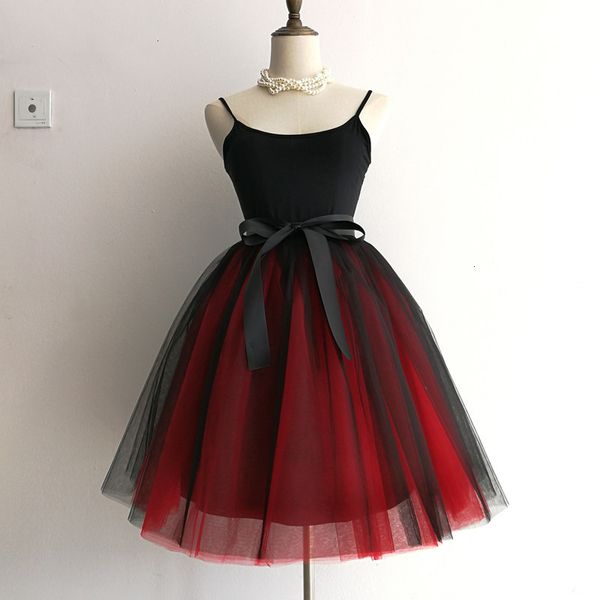 

long skirt women skirts 7 layers 65cm long women skirt princess tutu tulle skirts fashion ball gown lolita skirt saias femininas faldas, Black