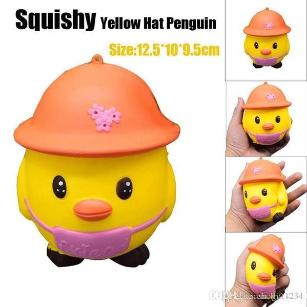 

low price wholesale kawaii squishy yellow hat penguin slow rising toys cute sweet charms pendant bread kids toy gift phone straps t443