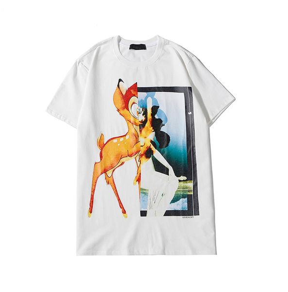 

20ss mens designer t shirts womens brand short sleeve t-shirts deer print crew neck luxury summer tee shipping shirt 2 colors qs 2020404v, White;black