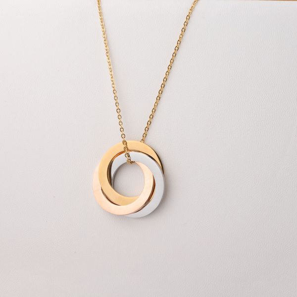 

stainless steel gold / silver / rose gold three-color three round necklace mirror polished ring couple accessories