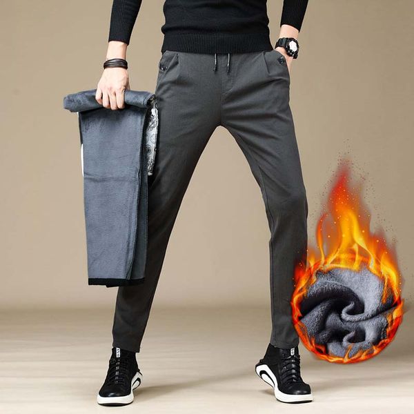

brand new winter long trousers pants men solid color casual pants for men quality casual straight males, Black