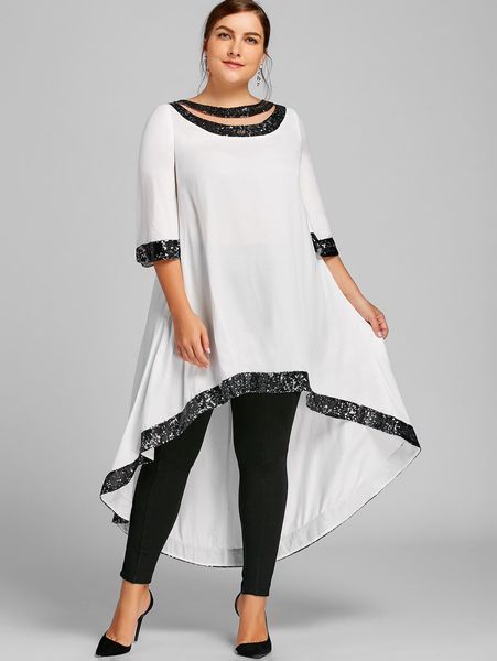 

plus size womens luxury designer summer dresses loose panelled short sleeve sequins solid color dress female clothing, Black;gray