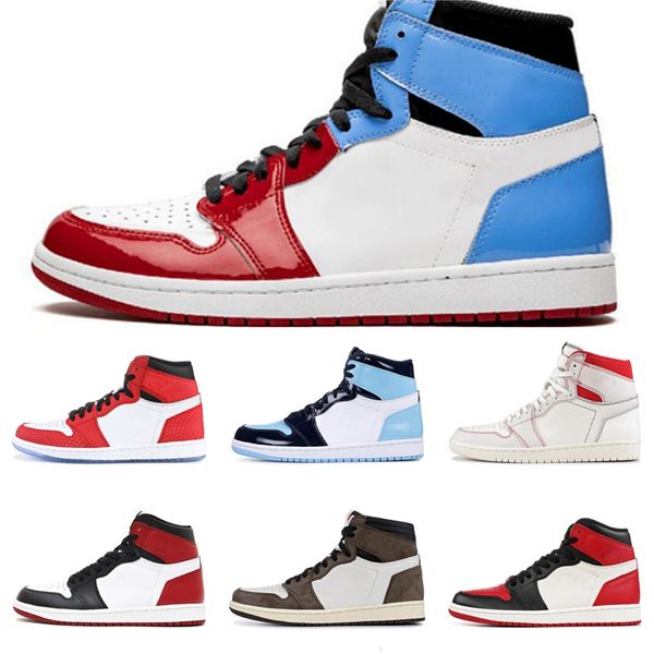 

mens sports basketball shoes high jumpman og 1s 1 womens trainers bred banned turbo green chicago spideraman luxury sneaker#119