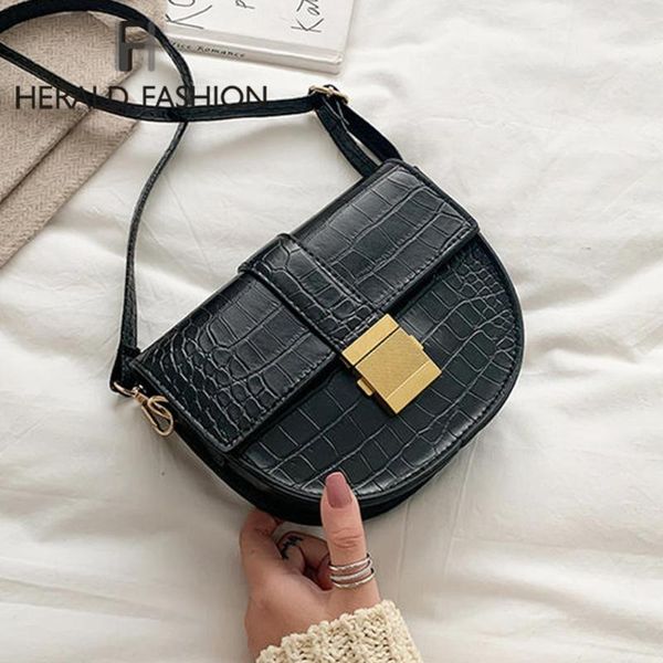 

stone pattern pu leather saddle bags for women 2020 spring new fashion shoulder messenger bag lady small handbags and purses