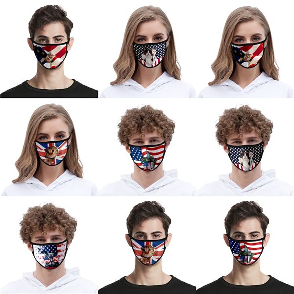 

2020 designer 3d face mask,face anti dust cotton cloth masks with 2 1pcs pm2.5 replaceable filter flag pattern mouth mask#aq644