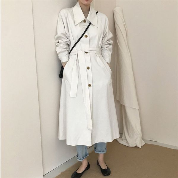 

hzirip new arrivals solid warm brief all match office ladies sashes trench windbreaker autumn high street cardigans long coats, Tan;black