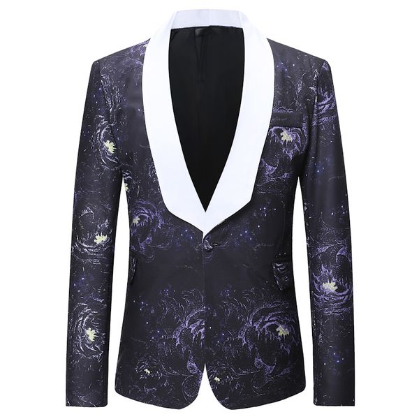 

autumn and winter men's wear printing casual one button back slit men's casual suit men's suits & blazers, White;black