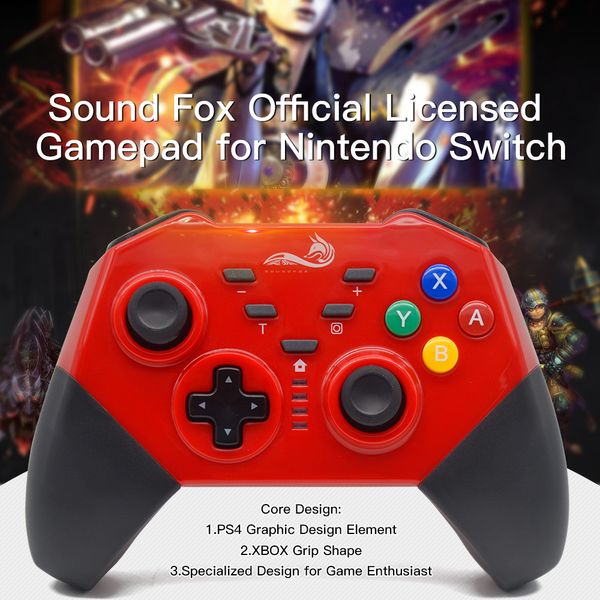 

soundfox wireless controller for nintendo switch gaming joypad gamepad bluetooth controller support somatosensory vibration game accessories