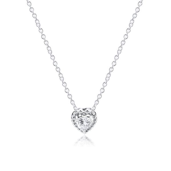 

genuine 925 sterling silver clear cz sparkling heart necklace for women fashion jewelry wholesale collar