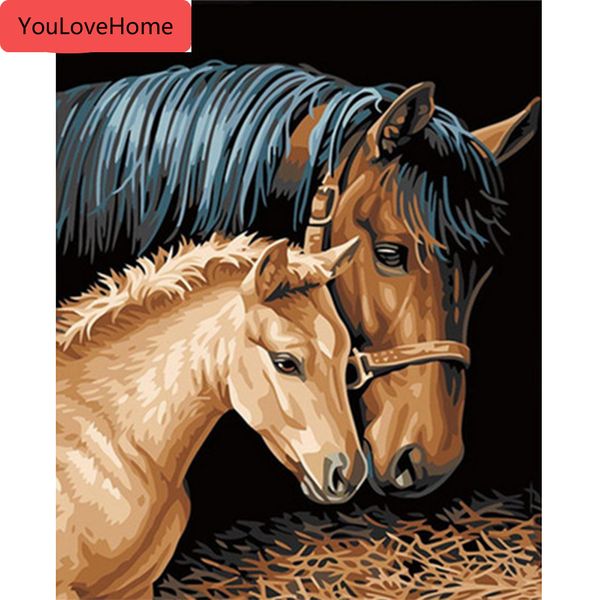 

painting by number horse animals drawing canvas acrylic handpainted pictures by number wall art gift animals art picture hand made paint