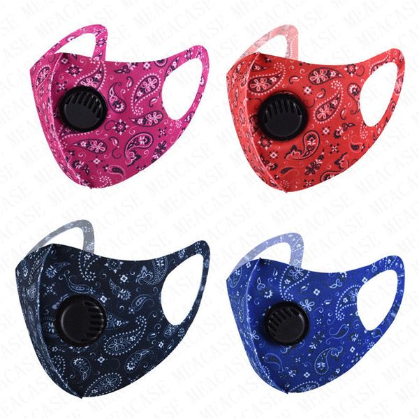 

with breathable valve face mask reusable fashion facemask camouflage cashew floral masks dustproof sports mouth cover masks men women d8302, Blue