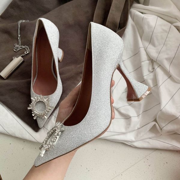 

autumn and winter latest style girl high heels romy fashion luxury dress office party wedding crystal shoes, Black