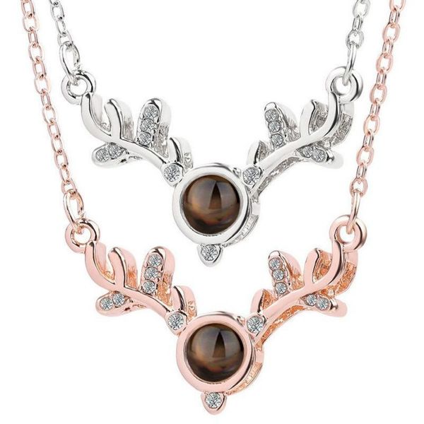 

творческая любовь память jewelry 100 языков я люблю тебя проекция ожерелье ожерелья письма кристалл шарма для женщин kolye ювелирных изделий, Silver