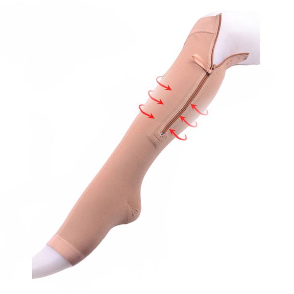 

2017 fashion women skinny leg shape stockings burn fat varicose veins compression stockings stovepipe zipper solid color, Black;white