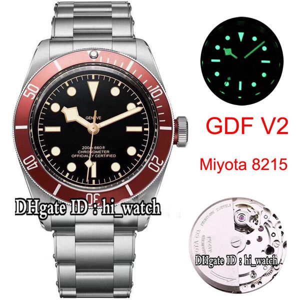 

Новый GDF V2 Heritage Black Bay 79220R Miyota 8215 Автоматическая Мужские часы Стальной корпус красн