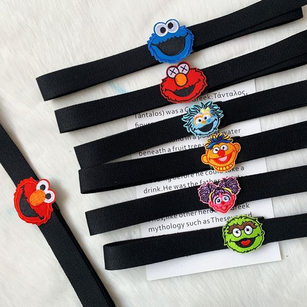 

sesame canvas street interesting women's plastic buckle anti-allergy canvas belt cartoon cute belt black, Black;brown