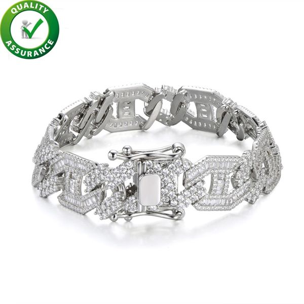 

мужчины браслет 15 мм роскошные дизайнерские ювелирные изделия мужские браслеты шарм кубинский звено цепи ледяной цепи bling алмаз браслет х, Golden;silver