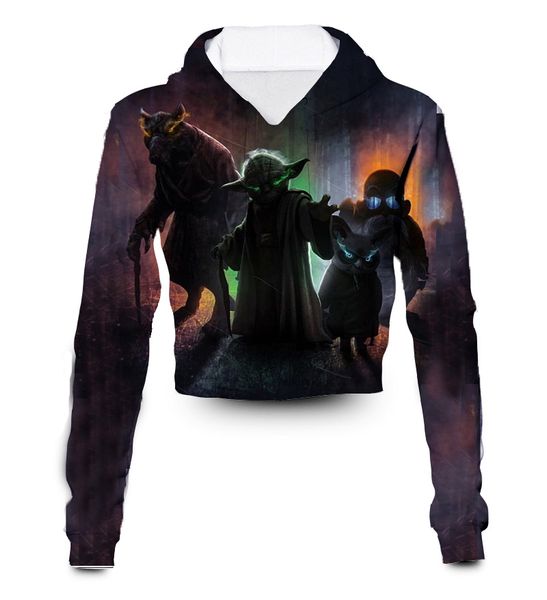 

any color any printing custom made feel the force 3d sublimation printing crop hoody hoodie plus size clothing, Black