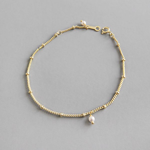

new fashion simple pearl charms bracelets for students 100% 925 sterling silver crystal pearl chain bracelet, Black