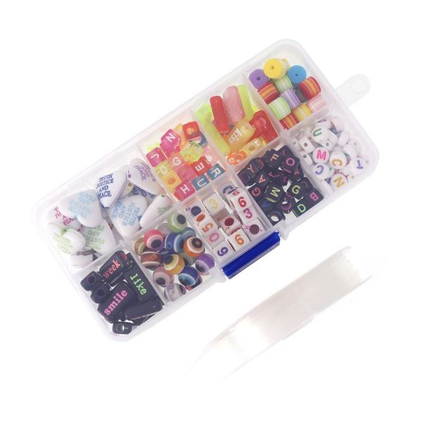 

220pcs colorful set acrylic alphabet letter beads with plastic box jewelry making axyd