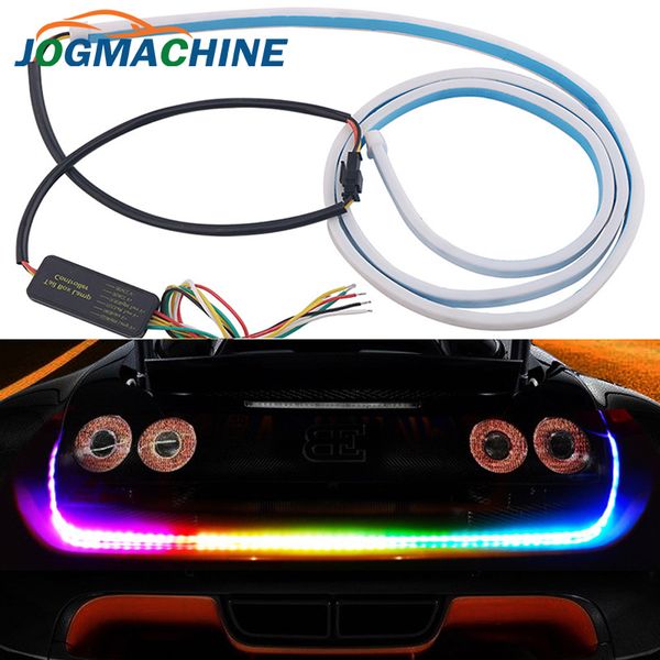 

4 mode car rear led trunk light strip rgb auto turn signal flexible tailgate luggage warnning lamp white red blue yellow