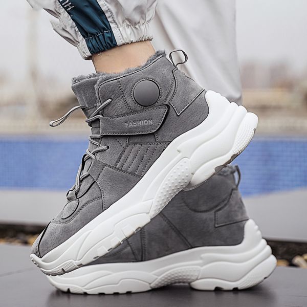 fashion ankle winter boots men motorcycle short plush boots oxfords outdoor casual breathable keep warm waterproof leather shoes