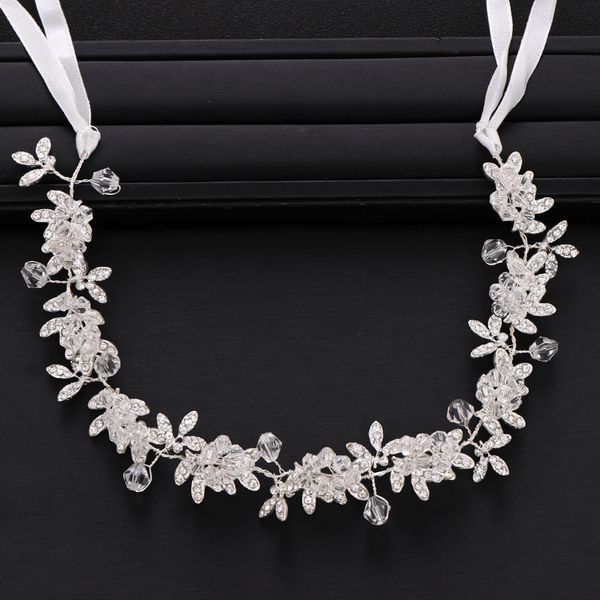 

trendy bride hair accessories silver crystal rhinestone pearl tiara wedding headdress princess hair band bridal headdress gift, Golden;white