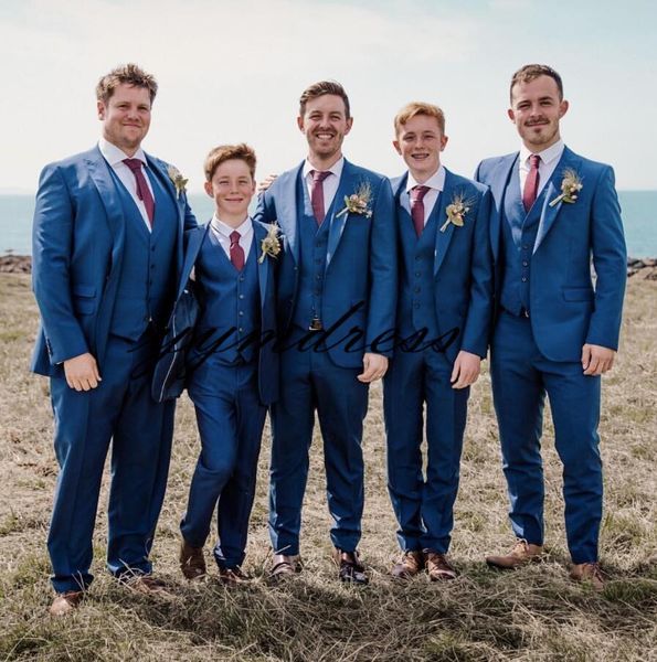 

2019 groomsman tuxedos peaked lapel two button wedding suits for men custom made slim fit three pieces (jacket+pants+vest+tie), Black;gray