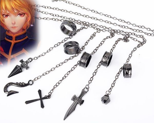 

lateefah cartoon hunter x hunter kurapika cosplay costume prop metal ring accessories alloy fashion pendant chain for gift, Silver